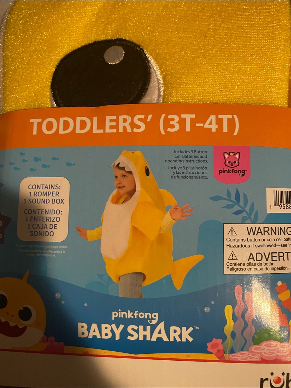 Baby Shark Yellow Toddler (3T-4T) Halloween costume new - Picture 2 of 3